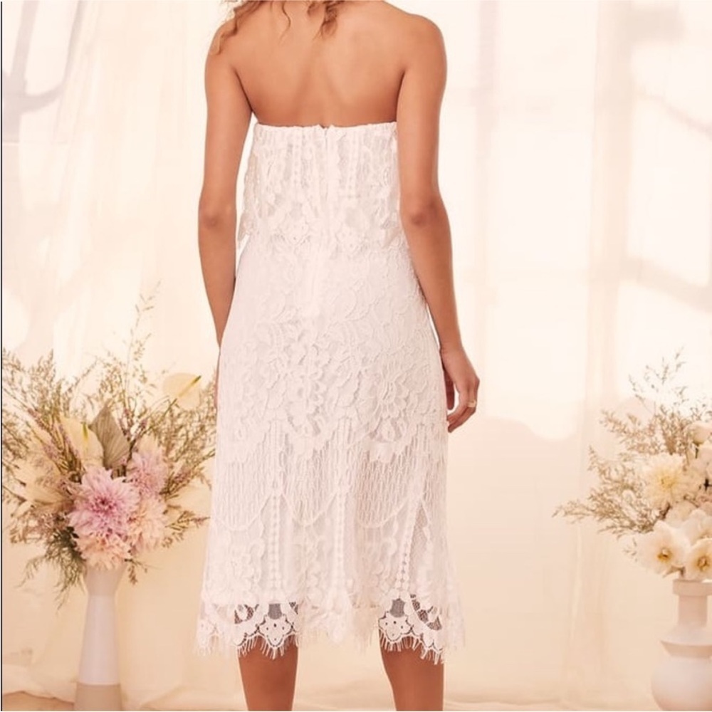 Lulus Delia White Lace Strapless Midi Dress NWT Size M - Picture 11 of 16
